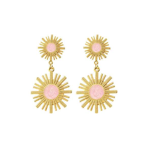 Women's Stainless Steel Electroplated Butterfly And Flower Geometric Earrings With Diamond Accent Irregular Light Luxury Style