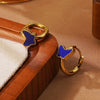 Women's Stainless Steel Electroplated Butterfly And Flower Geometric Earrings With Diamond Accent Irregular Light Luxury Style