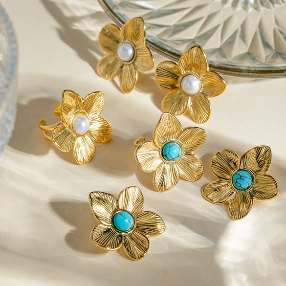 Women's Stainless Steel Electroplated Butterfly Flower Geometric Earrings Jewelry