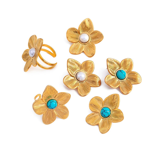 Women's Stainless Steel Electroplated Butterfly Flower Geometric Earrings Jewelry