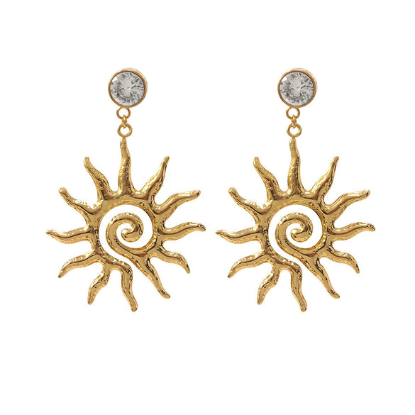 Women's Stainless Steel Electroplated Geometric Butterfly Flower Earrings With Diamond Accents Exaggerated Irregular Heart Shape Design