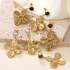 Women's Stainless Steel Electroplated Geometric Butterfly Flower Earrings With Diamond Accents Exaggerated Irregular Heart Shape Design