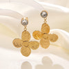 Women's Stainless Steel Electroplated Geometric Butterfly Flower Earrings With Diamond Accents Exaggerated Irregular Heart Shape Design