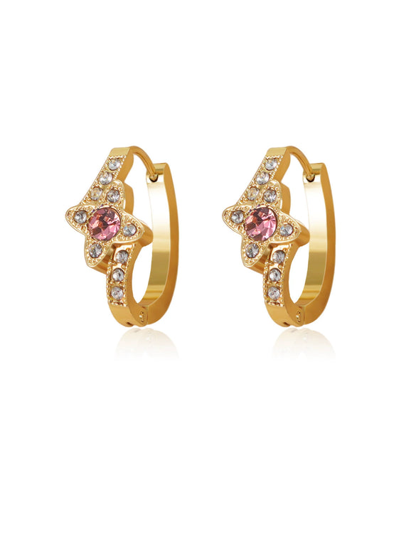 Women's Stainless Steel Electroplated Geometric Butterfly Flower Earrings With Diamond Accents Exaggerated Irregular Heart Shape Design