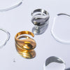 Women's Stainless Steel Electroplated Gold Exaggerated Water Dropper Open Ring With Geometric Design