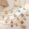 Women's Stainless Steel Electroplated Starfish And Seahorse Pendant Necklace Jewelry