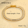 Women's Stainless Steel Electroplated Tennis Chain Bracelet Set With Geometric Heart And Star Pendant Design