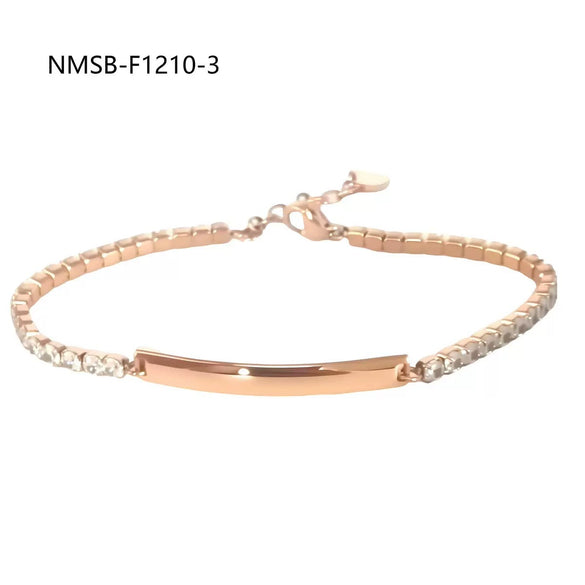 Women's Stainless Steel Electroplated Tennis Chain Bracelet Set With Geometric Heart And Star Pendant Design
