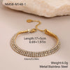 Women's Stainless Steel Electroplated Tennis Chain Bracelet Set With Geometric Heart And Star Pendant Design