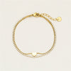 Women's Stainless Steel Electroplated Tennis Chain Bracelet Set With Geometric Heart And Star Pendant Design