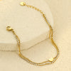 Women's Stainless Steel Electroplated Tennis Chain Bracelet Set With Geometric Heart And Star Pendant Design