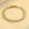 Women's Stainless Steel Electroplated Tennis Chain Bracelet Set With Geometric Heart And Star Pendant Design