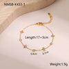 Women's Stainless Steel Electroplated Tennis Chain Bracelet Set With Geometric Heart And Star Pendant Design