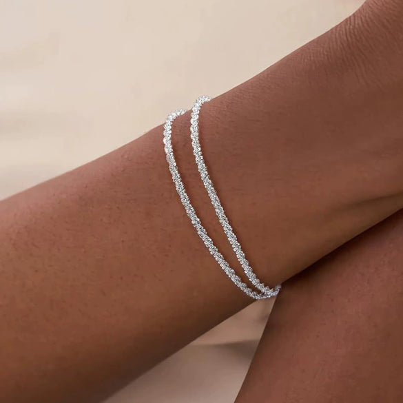 Women's Stainless Steel Electroplated Wide Brick Paper Chain Snake Chain Stacked Bracelet Set Fashion Personality Style