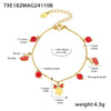 Women's Stainless Steel Electroplated Zircon And Faceted Red Agate Bellshaped Jewelry Set With Necklace Bracelet And Earrings
