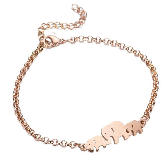 Women's Stainless Steel Elephant And Hollow Butterfly Bracelet With Electroplated Finish Cute Animal Jewelry