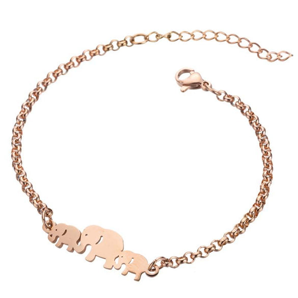 Women's Stainless Steel Elephant And Hollow Butterfly Bracelet With Electroplated Finish Cute Animal Jewelry