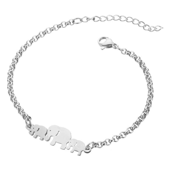 Women's Stainless Steel Elephant And Hollow Butterfly Bracelet With Electroplated Finish Cute Animal Jewelry