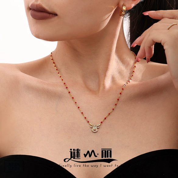 Women's Stainless Steel Elk Bell Pendant Necklace With Geometric Design And Electroplated Light Luxury Fashion Style
