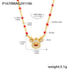 Women's Stainless Steel Elk Bell Pendant Necklace With Zircon Inlay Geometric Design And Electroplated Finish
