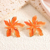 Women’s Stainless Steel Enamel Glaze Flower Earrings With Layered Petal Design Fashion Floral Statement Jewelry