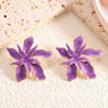 Women’s Stainless Steel Enamel Glaze Flower Earrings With Layered Petal Design Fashion Floral Statement Jewelry