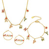 Women's Stainless Steel Enamel Letter Jewelry Set With Zircon Necklace Bracelet And Earrings Electroplated Light Luxury Design