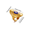 Women's Stainless Steel Evil Eye Open Ring With Enamel And Pearl Inlay Retro Gold Plated Statement Jewelry