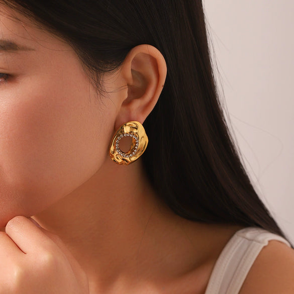 Women's Stainless Steel Exaggerated Hollow Irregular Geometric Electroplated Earrings