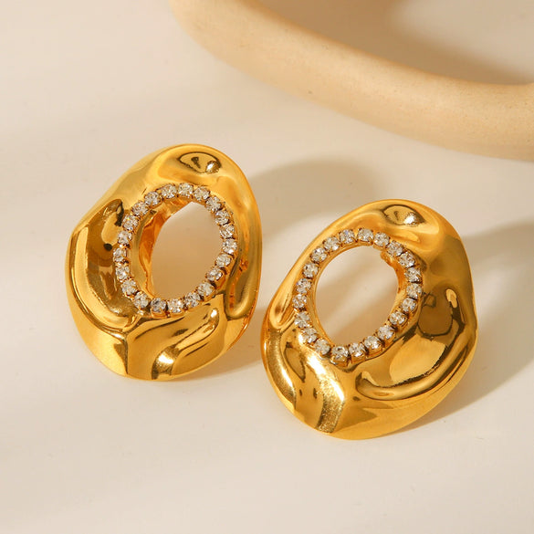 Women's Stainless Steel Exaggerated Hollow Irregular Geometric Electroplated Earrings