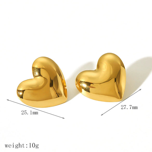 Women's Stainless Steel Exaggerated Peach Heart Geometric Electroplated Earrings