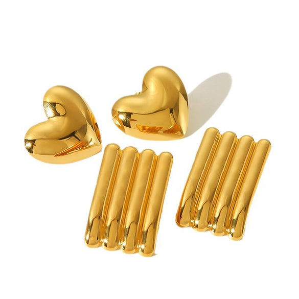 Women's Stainless Steel Exaggerated Peach Heart Geometric Electroplated Earrings