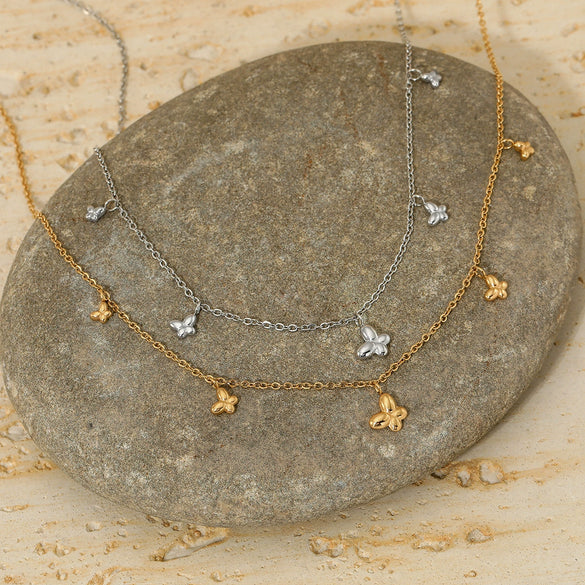 Women's Stainless Steel Fairy Butterfly Pendant Necklace With Vacuum Electroplating