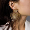 Women's Stainless Steel Fanshaped Tassel Earrings With Geometric Design And Electroplating Treatment