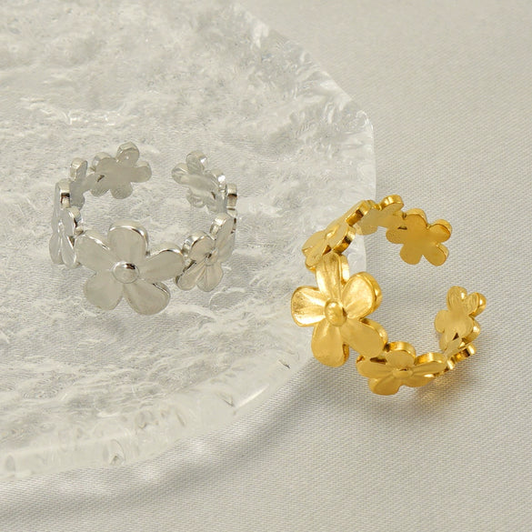 Women's Stainless Steel Fashion Geometric Electroplated Ring With Opening Adjustment