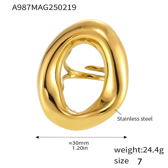 Women's Stainless Steel Fashion Geometric Exaggerated Pendant Collarbone Necklace Plated With Gold