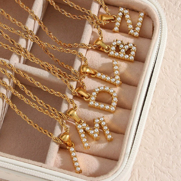 Women's Stainless Steel Fashion Geometric Letter Pendant Twist Chain Necklace With Electroplating