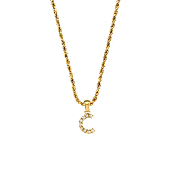 Women's Stainless Steel Fashion Geometric Letter Pendant Twist Chain Necklace With Electroplating