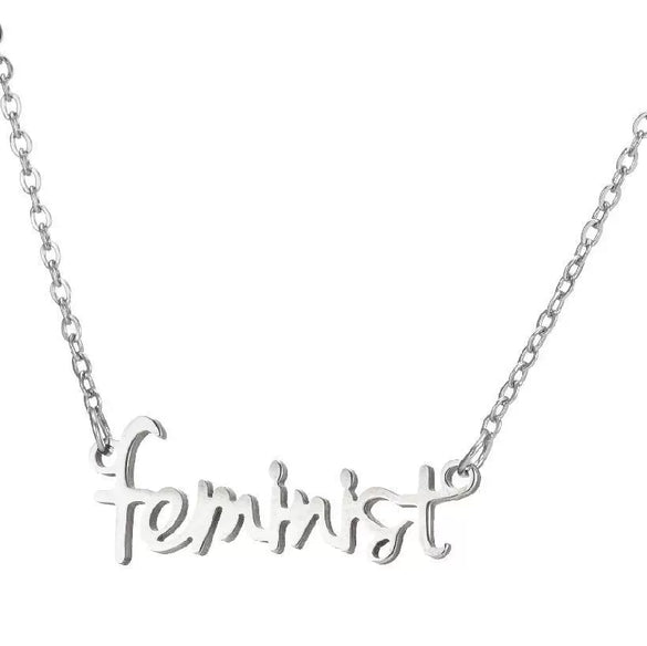 Women's Stainless Steel Feminist Letter Pendant Necklace With Electroplated Finish And Ochain Wholesale
