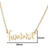 Women's Stainless Steel Feminist Letter Pendant Necklace With Electroplated Finish And Ochain Wholesale