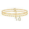 Women's Stainless Steel Figaro Chain Anklet With Zircon Letter Charms Gold Plated Inlaid Artificial Gemstones Layered Fashion Foot Jewelry