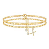 Women's Stainless Steel Figaro Chain Anklet With Zircon Letter Charms Gold Plated Inlaid Artificial Gemstones Layered Fashion Foot Jewelry