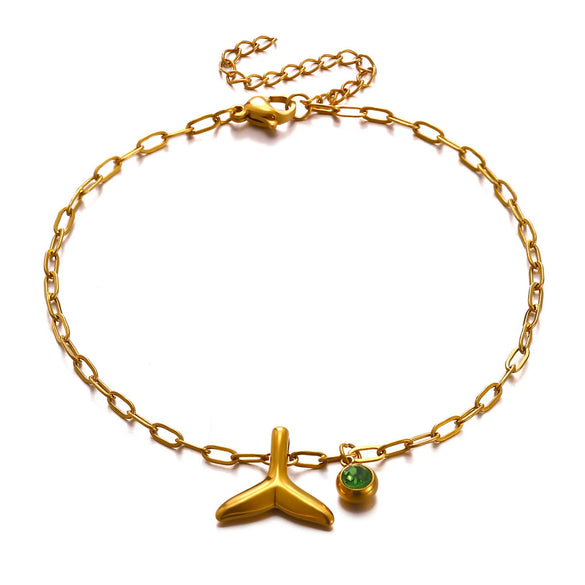 Women's Stainless Steel Fishtail Anklet With Zircon Seashell Pendant Oceaninspired Fashion Jewelry Wholesale