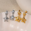 Women's 316L Stainless Steel Fivepointed Star Rhinestone Inlaid Electroplated Earrings Fashion Style