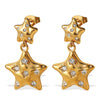 Women's 316L Stainless Steel Fivepointed Star Rhinestone Inlaid Electroplated Earrings Fashion Style