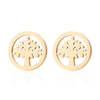 Women's Stainless Steel Floral Plant Motif Necklace And Earrings Jewelry Set With Electroplated Finish