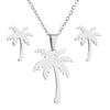 Women's Stainless Steel Floral Plant Motif Necklace And Earrings Jewelry Set With Electroplated Finish