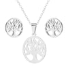 Women's Stainless Steel Floral Plant Motif Necklace And Earrings Jewelry Set With Electroplated Finish