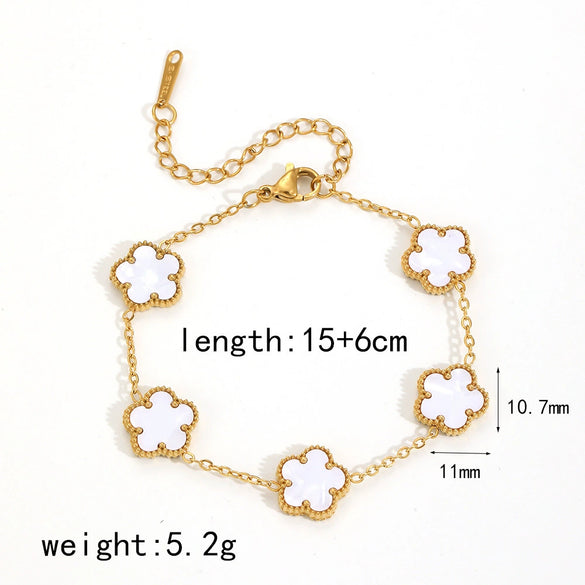 Women's Stainless Steel Flower Bracelet With Electroplating Treatment