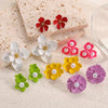 Women's Stainless Steel Flower Drop Earrings With Dripping Oil Finish Long Versatile Floral Jewelry Accessories